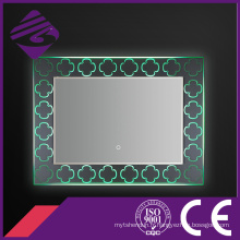 2016 Design Rectangle LED rétro-éclairé miroir de salle de bain avec base en cristal